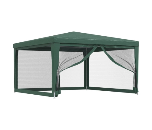 Carpa para fiestas con 4 paredes de malla HDPE verde 4x4 m