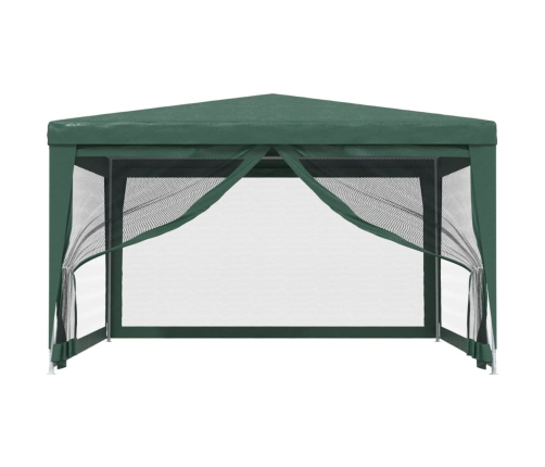 Carpa para fiestas con 4 paredes de malla HDPE verde 4x4 m