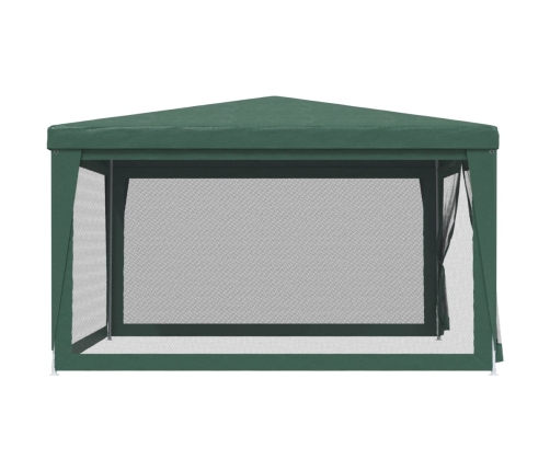 Carpa para fiestas con 4 paredes de malla HDPE verde 4x4 m