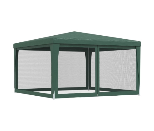 Carpa para fiestas con 4 paredes de malla HDPE verde 4x4 m