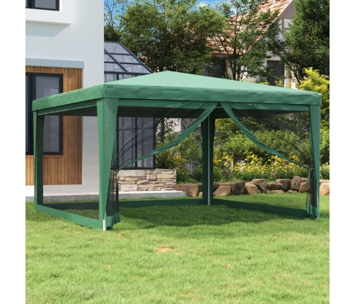 Carpa para fiestas con 4 paredes de malla HDPE verde 4x4 m