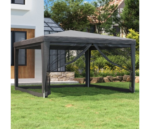 Carpa para fiestas 4 paredes de malla HDPE gris antracita 4x4 m