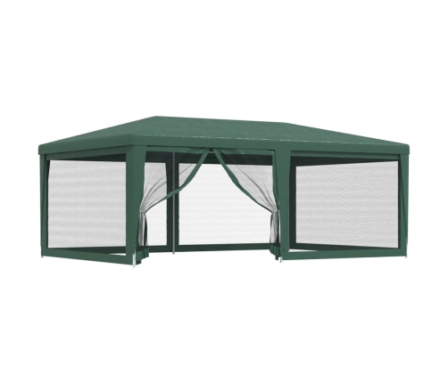 Carpa para fiestas con 6 paredes de malla HDPE verde 6x4 m