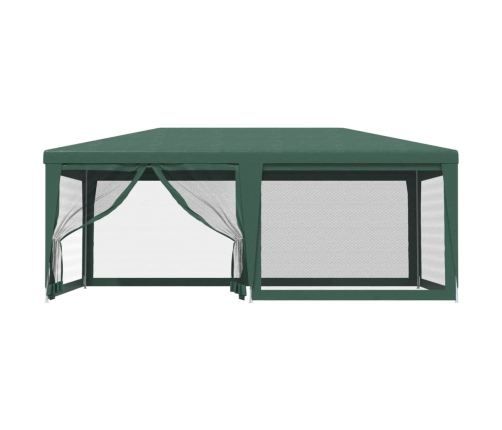 Carpa para fiestas con 6 paredes de malla HDPE verde 6x4 m