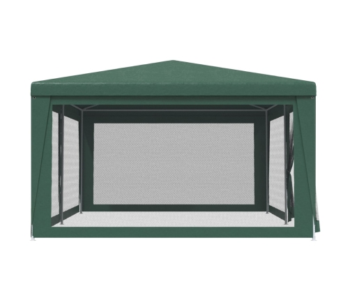 Carpa para fiestas con 6 paredes de malla HDPE verde 6x4 m