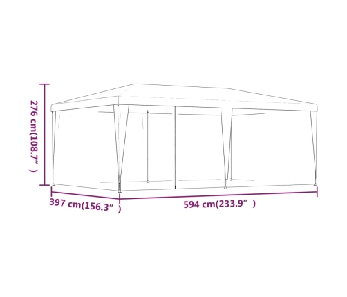 Carpa para fiestas con 6 paredes de malla HDPE verde 6x4 m