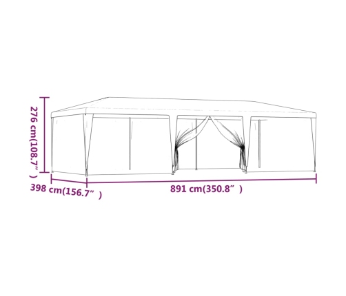 Carpa para fiestas 8 paredes de malla HDPE gris antracita 9x4 m