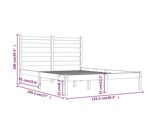 Estructura de cama madera maciza de pino 120x190 cm