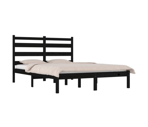 Estructura de cama madera maciza pino negra doble 120x190 cm