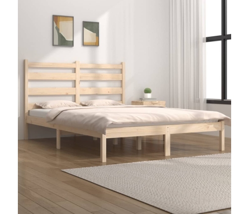 Estructura de cama doble sin colchón madera maciza de pino