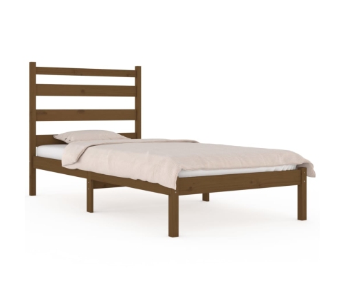 Estructura de cama madera maciza de pino marrón miel 100x200 cm