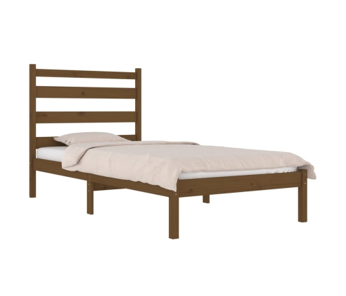 Estructura de cama madera maciza de pino marrón miel 100x200 cm