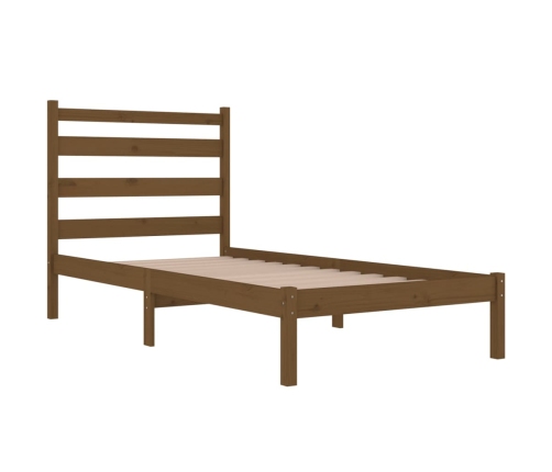 Estructura de cama madera maciza de pino marrón miel 100x200 cm