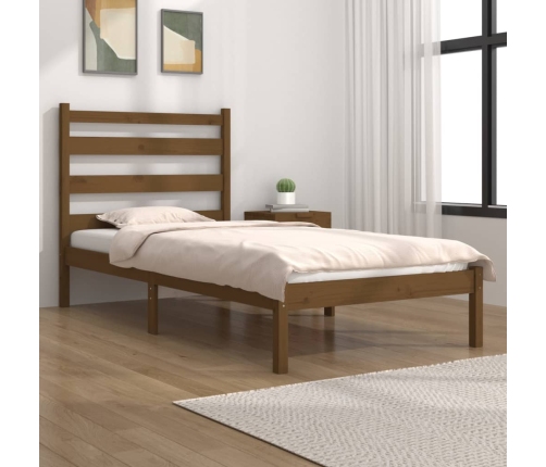 Estructura de cama madera maciza de pino marrón miel 100x200 cm