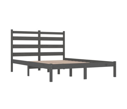 Estructura de cama doble sin colchón madera maciza gris