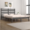 Estructura de cama doble sin colchón madera maciza gris