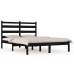 Estructura de cama de madera maciza de pino negra 200x200 cm