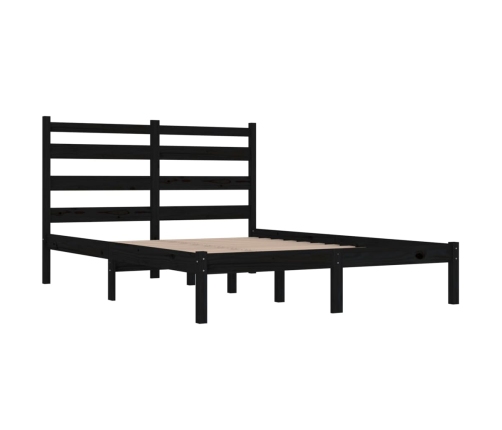 Estructura de cama de madera maciza de pino negra 200x200 cm