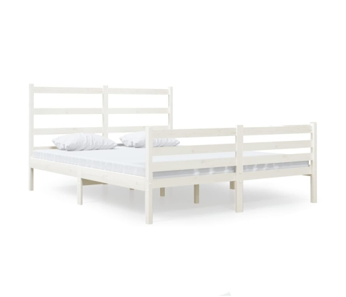 Estructura cama doble pequeña sin colchón madera maciza blanco