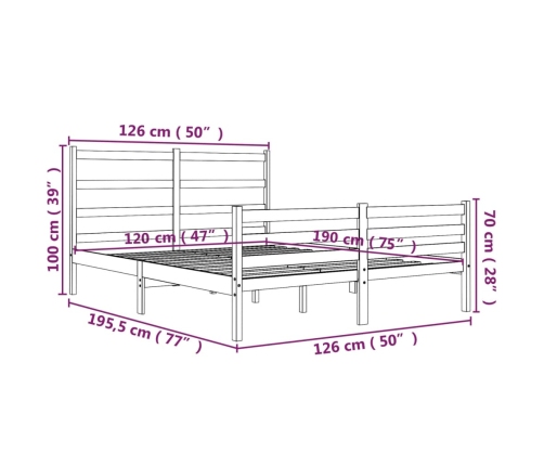 Estructura cama doble pequeña sin colchón madera maciza blanco