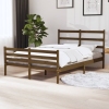 Estructura de cama doble sin colchón madera maciza marrón miel