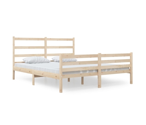 Estructura de cama doble sin colchón madera maciza