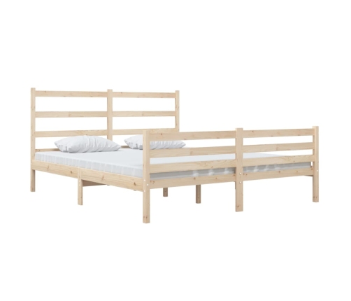 Estructura de cama doble sin colchón madera maciza