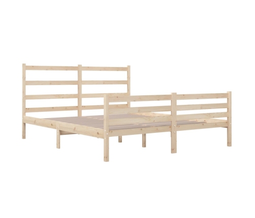 Estructura de cama doble sin colchón madera maciza