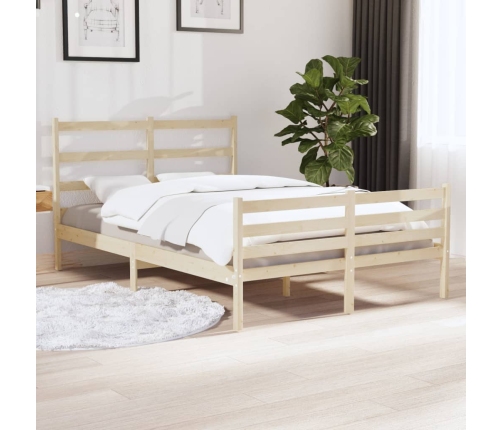 Estructura de cama sin colchón madera maciza pino 140x190 cm