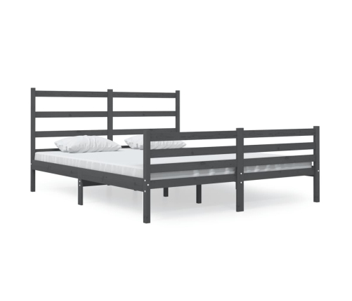 Estructura de cama sin colchón madera pino gris 140x190 cm