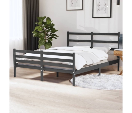 Estructura de cama sin colchón madera pino gris 140x190 cm