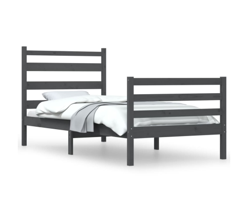 Estructura de cama de madera maciza de pino 90x200 cm gris