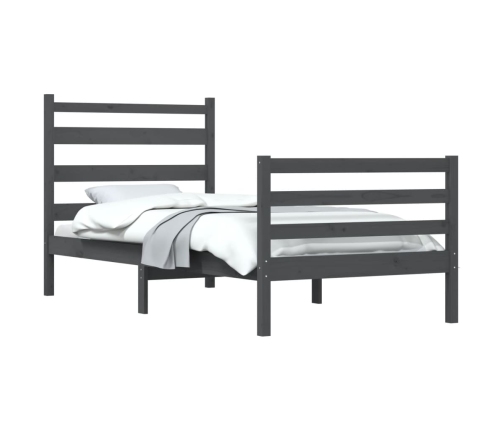 Estructura de cama de madera maciza de pino 90x200 cm gris