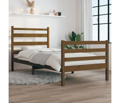 Estructura cama sin colchón madera pino marrón miel 90x200 cm