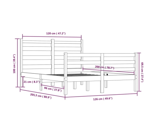 Estructura de cama sin colchón madera pino blanco 120x200 cm