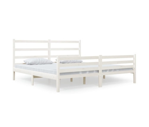 Estructura de cama doble sin colchón madera maciza blanco