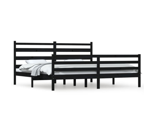 Estructura de cama sin colchón madera de pino negro 200x200 cm