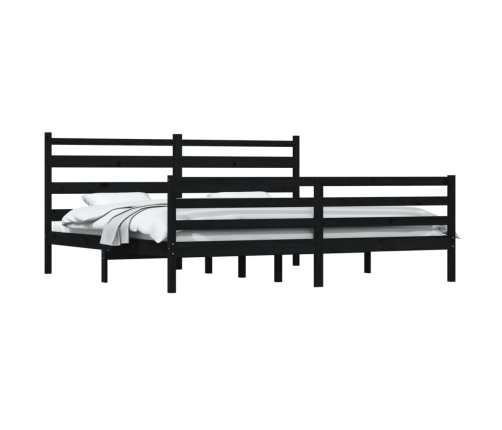 Estructura de cama sin colchón madera de pino negro 200x200 cm