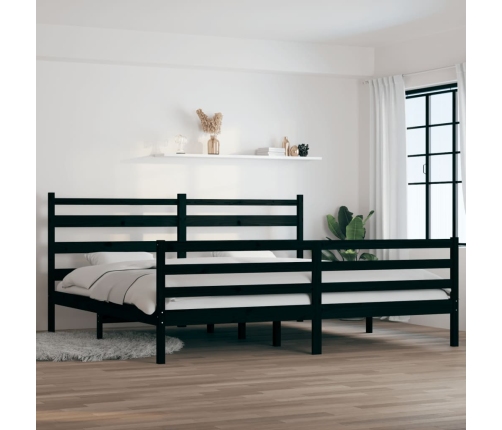 Estructura de cama sin colchón madera de pino negro 200x200 cm