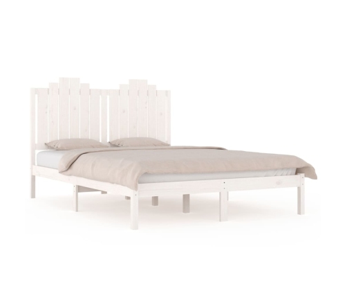 Estructura de cama de madera maciza de pino blanco 140x190 cm