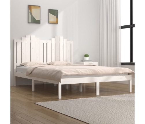 Estructura de cama de madera maciza de pino blanco 140x190 cm