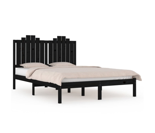 Estructura de cama de madera maciza de pino negra 140x190 cm