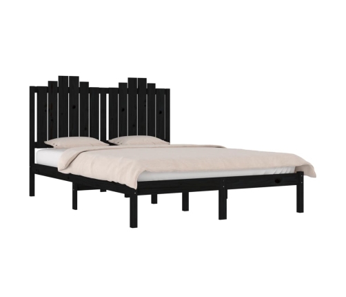 Estructura de cama de madera maciza de pino negra 140x190 cm