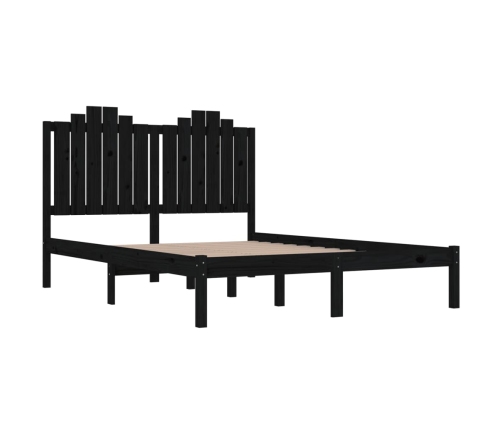 Estructura de cama de madera maciza de pino negra 140x190 cm