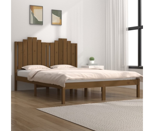 Estructura de cama madera maciza de pino marrón miel 120x200 cm