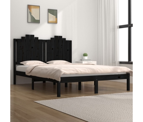 Estructura de cama de madera maciza de pino negra 140x200 cm