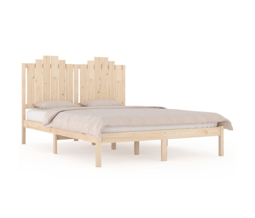 Estructura de cama doble sin colchón madera maciza