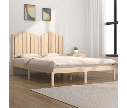 Estructura de cama doble sin colchón madera maciza