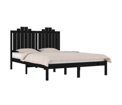 Estructura de cama de madera maciza de pino negra 200x200 cm