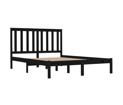 Estructura cama doble pequeña sin colchón madera maciza negro